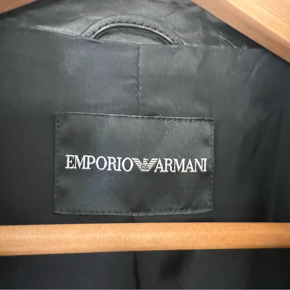Emporio Armani Sporty Cropped Leather Jacket Size 40 - Picture 4 of 9